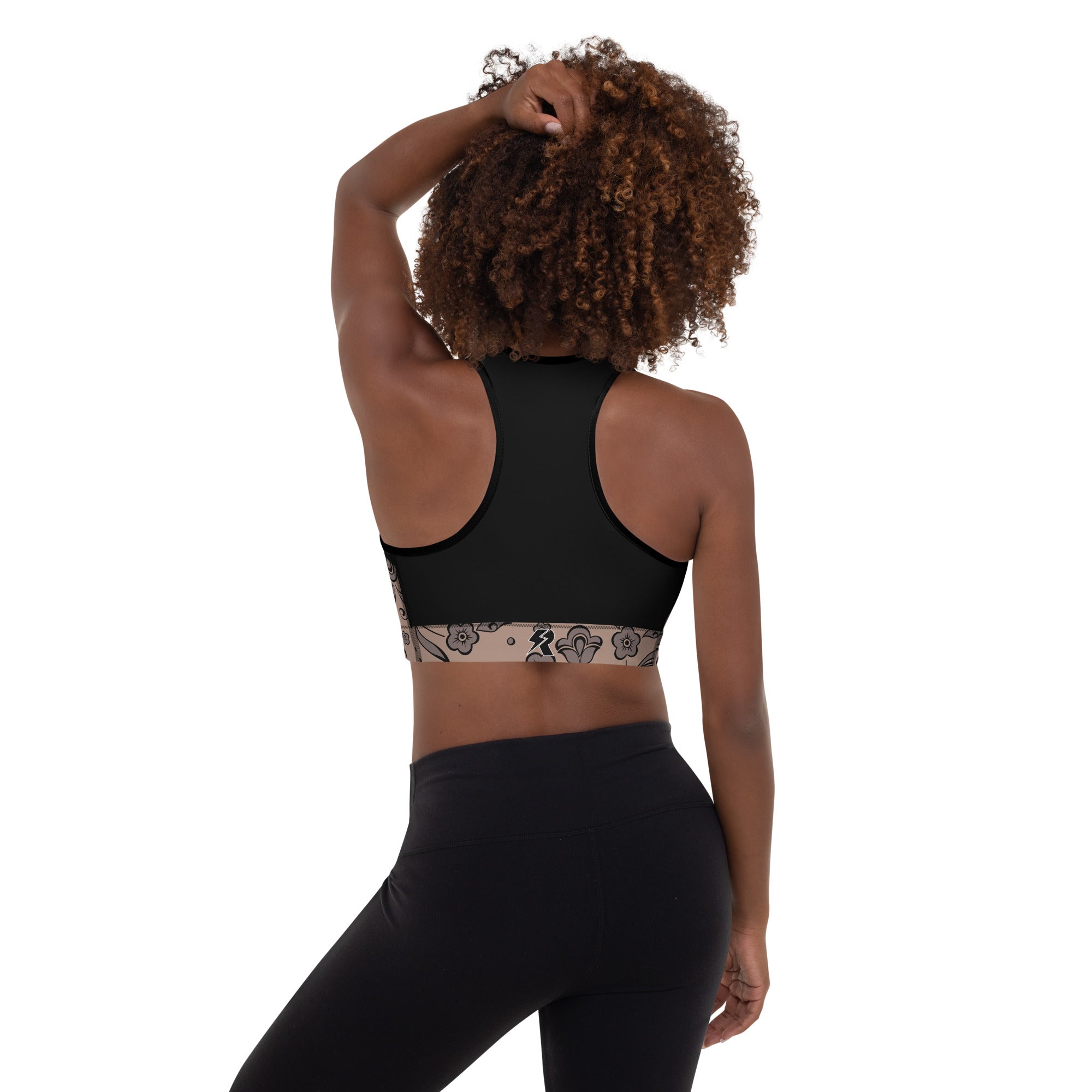 Color Block Floral Print Sports Bra